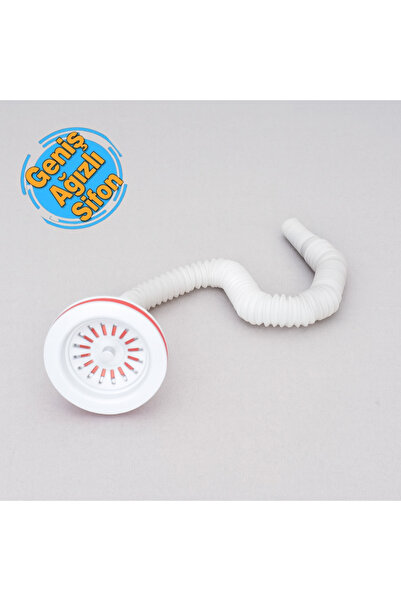 TERA Geniş Ağızlı Mutfak Lavabo Evye Hortumu Su Gideri Borusu Beyaz Renk