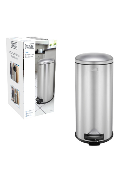 Black&Decker Soft Close Stainless Steel Pedal Trash Bin 30 Liter