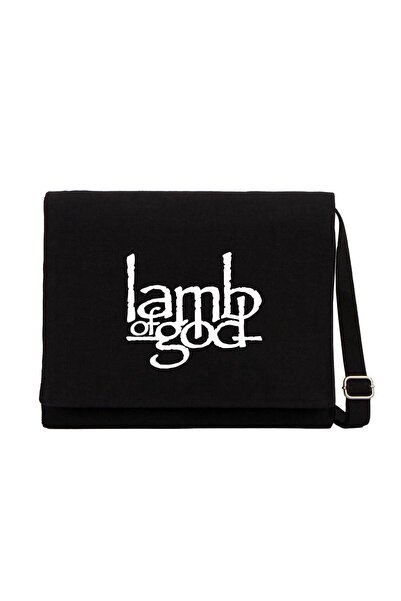 CrowsGate حقيبة ماسنجر من القماش باللون الأسود تحمل شعار Lamb Of God
