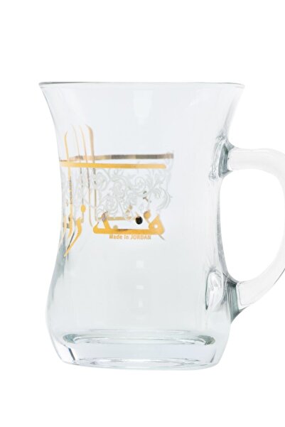 Dimlaj طقم أكواب شاي زجاجية عربية فاخرة بتصميم أنيق مكون من قطعتين شفاف وذهبي 225 مل