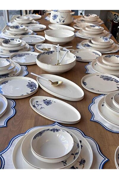 ROSSEV Yemek Takımı Blue Blanch 68 Parça 12 kişilik
