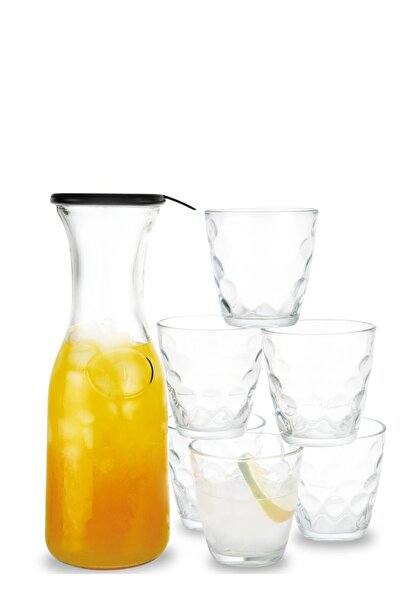 Bien Servi Bien Servi 7-Piece Durable and Easy-to-Clean Glass Dotted Drinkware Set, Clear