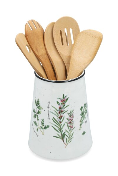 Generic حامل بورسلين أنيق من إيزي لايف سبا مع أداة من الخيزران 6 قطع متعدد الألوان 15 x 19 سم