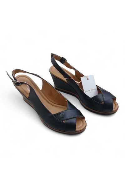 Pierre Cardin Black Women's Leather Sandals Pc-54597