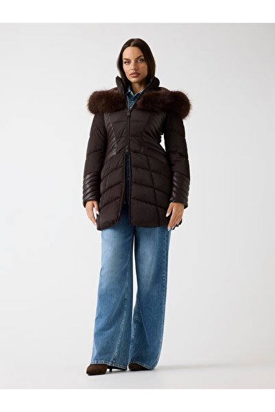 Guess Suni kürk kapüşonlu şişme mont W4BL61WGLZ0-26K