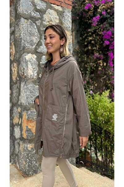 Punta Otantik Ls13723 Italian Hooded Raincoat Mink