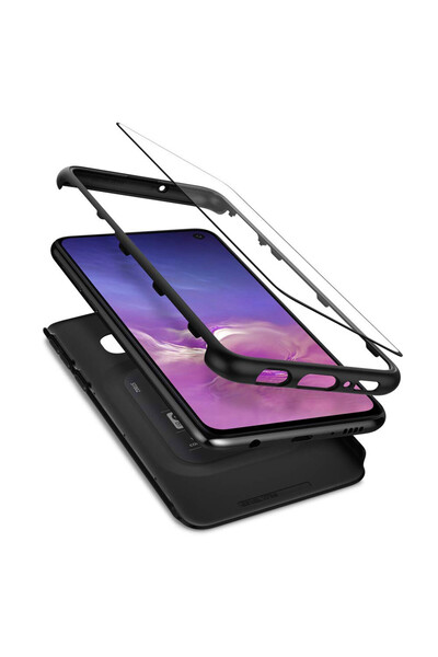 Optim Solution Husa pentru Samsung Galaxy S10e, Thin Fit 360 , Folie de Sticl...