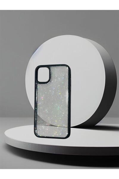 Fiesta IPHONE 15-14-13 UYUMLU SİMLİ ARKASI ŞEFFAF KENARI SİYAH RENKLİ TELEFON KILIFI