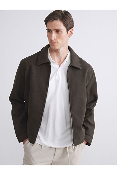 LC Waikiki Standard Shape Shirt Collar Men's Stamp Coat