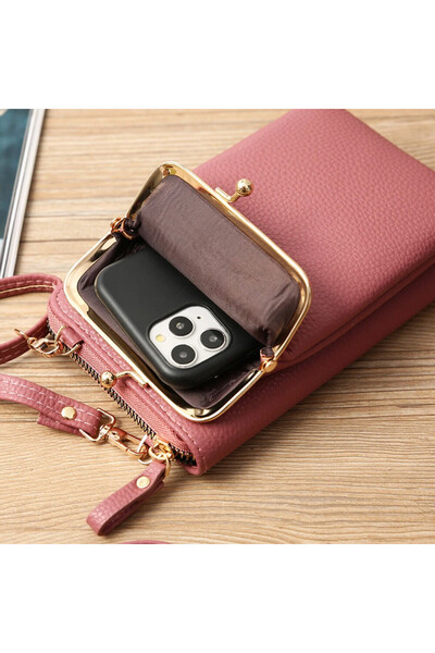 Optim Solution Universal 2 in 1 Case Compatible with TCL, Elegant, Phone Bag, Zipper Pocket, Cherry