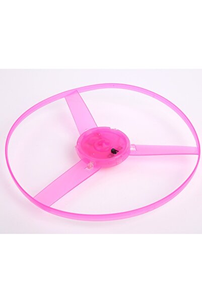 dalip Flying Disc Toy for Kids, Manual Plastic Thrower with Lights, Pink