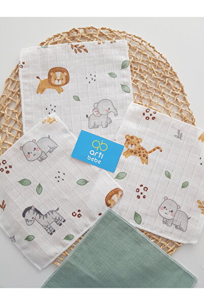 artıbebe Safari 7-Pack Muslin Mouth Cloth 100% Cotton Soft Absorbent | Newborn Mouth Wipes