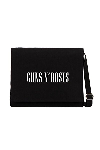 CrowsGate Τσάντα αγγελιοφόρου από μαύρο καμβά με λογότυπο Guns N Roses