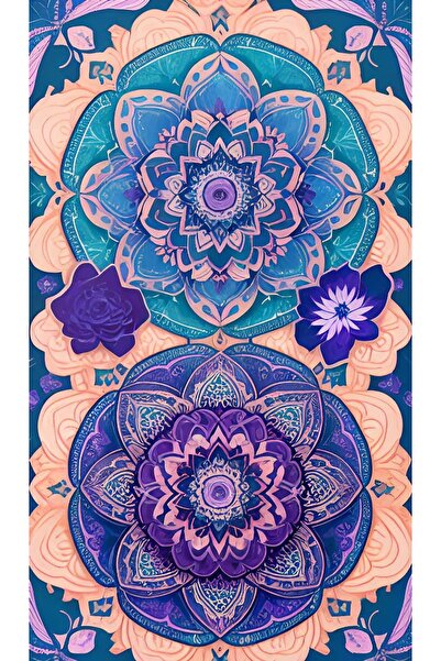 Dialands Mozaik لوحة فنية من الفسيفساء الماسية باللون الأزرق الأرجواني ماندال...