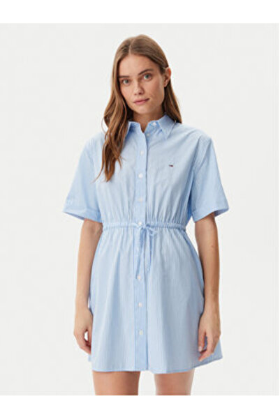 Tommy Jeans Rochie cămașă pentru femei DW0DW20617 Albastră