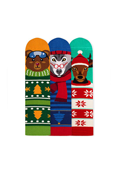 Pirin Hill Sosete bambus de craciun BOX 3 Comfort Feet Socks Christmas Bear Deer Wolf