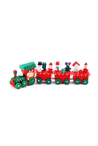 HAYATI Tren decor lemn Craciun multicolor mini ornament de masa