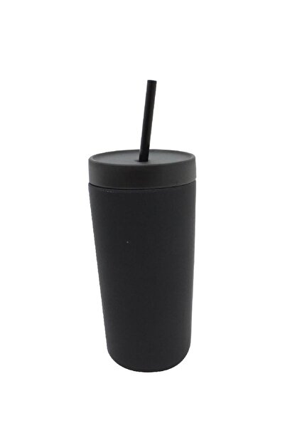 Bamboo Fiber Cup Water Bottle with Cool Straw 500.00 ml (17.60 oz) Black