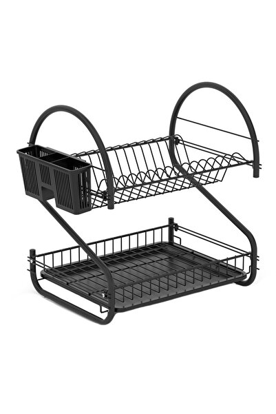 SHOPIENS Support for dishes KB 018 B, metal, black, 30 x 46 x 44 cm