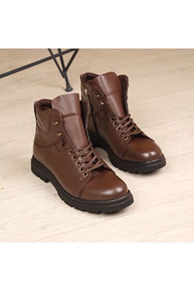 shot night Ανδρικές μπότες με κορδόνια από γνήσιο δέρμα