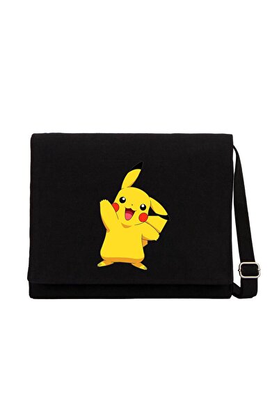 CrowsGate Geantă de pânză neagră Pokemon Pikachu