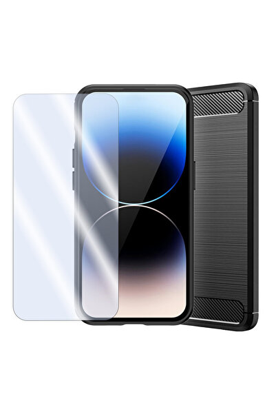 Optim Solution Σετ συσκευασίας θήκη από ανθρακονήματα και μεμβράνη από γυαλί που είναι συμβατή με τη θήκη για το Google Pixel 5, μαύρη