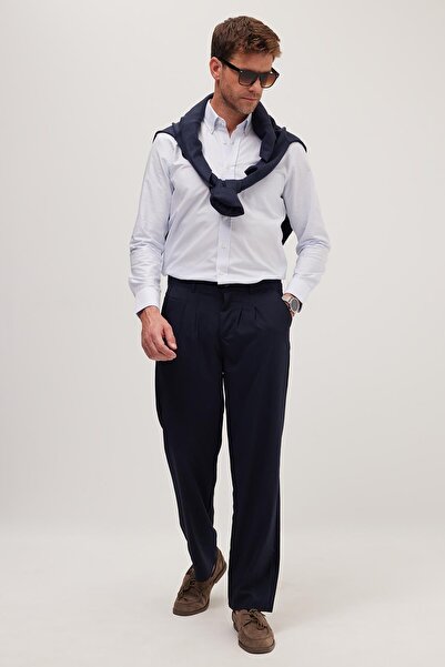 Tudors Erkek Regular Fit Klasik Kesim Normal Bel Geniş Paça Lacivert Pantolon