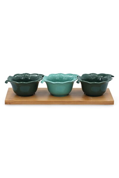 Generic طقم مقبلات تقديم على شكل ورقة شجر جميلة من إيزي لايف سبا مكون من 4 قطع باللونين الأخضر والبني