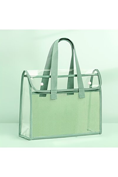 Choice green 1 large capacity portable transparent waterproof handheld folder, expandable file storage bag,