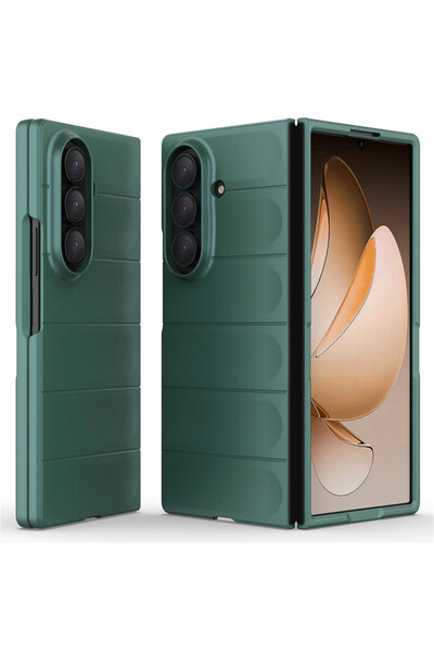 Optim Solution Husa Buffer cu Microfibra pentru Samsung Galaxy Z Fold7 / Fold 7, Flexible TPU, Verde