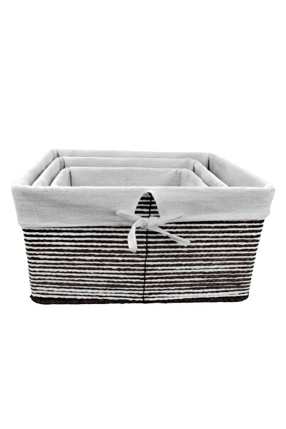 SHOPIENS Storage baskets K 116, paper rope + textile material, different sizes, set of 3