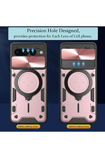 Optim Solution Θήκη SurveilProRingLens για Google Pixel 10 Pro, Μαγνητική λειτουργία, Περιστρεφόμενος δακτύλιος, Ροζ