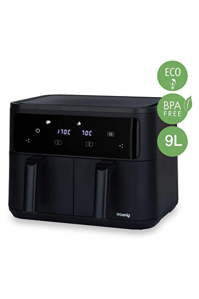 Helmut Koenig Friteuză dublă cu aer cald, H.Koenig, FRY900, 2400 W, 9 litri, neagră