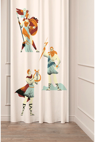 GREENDECOR ستارة خلفية أنيقة بتصميم خاص مطبوعة رقميًا بنمط قديم من الأساطير ا...