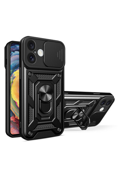 Optim Solution Husa Shutter Spate Armor Ring Lens Cover pentru Apple iPhone 1...