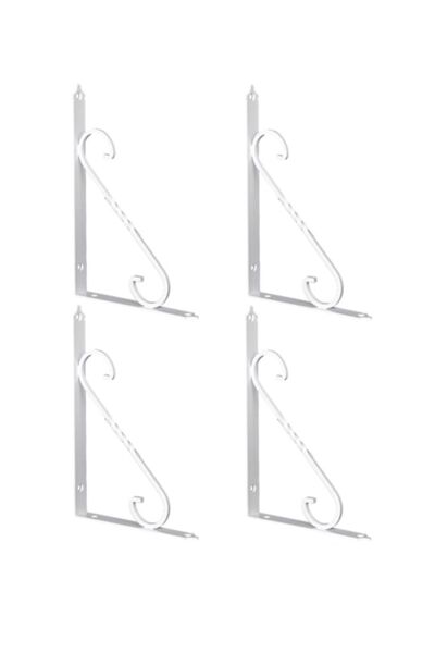 HOBİDABİ 4 Adet Renk Seçenekli Beyaz 23x15.5 Ferforje Raf Altı Metal L Ayak