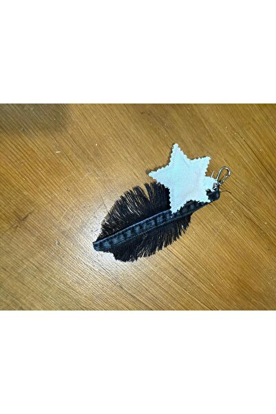 Dema Handcrafted Leaf Star Detailed Denim Bag Charm