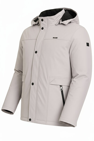 SİVAİST Men's White 100% Water and Windproof Sheepskin Detachable Hooded Coat & Jacket