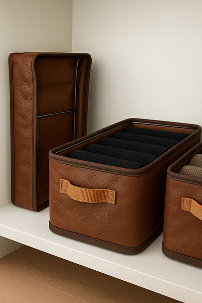 SER&YAT Shelf Organizer 25 cm - Artificial Leather |   2 Pieces |   Foldable ...