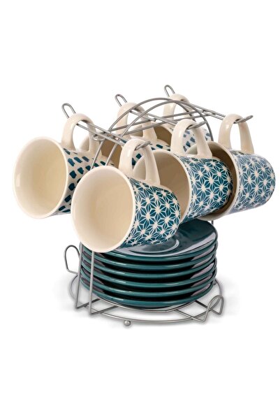 Bien Servi 12-piece teacup and saucer set with stand