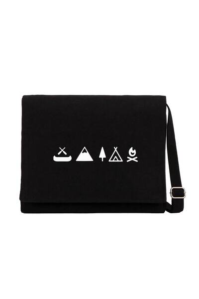CrowsGate Geantă Messenger din pânză neagră Camp Icon