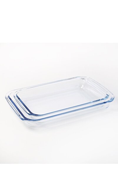Generic 2-piece rectangular glass oven tray set