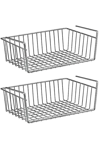 Hope 2 Pcs Silver Kitchen Under Shelf Storage Basket Large - Lightweight Meta...