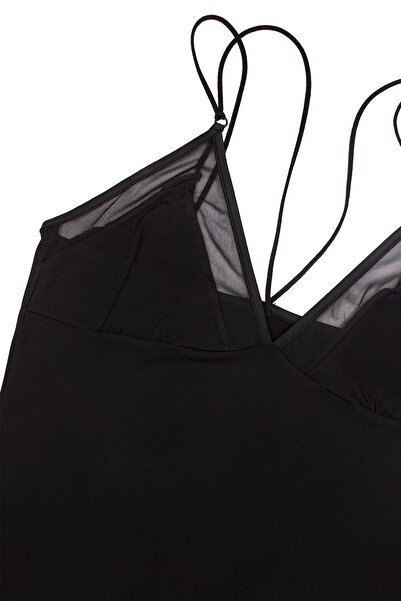 Öts Kadın Atlet Tüllü İp Askılı Sırt Detaylı (%90 Viskon - %10 Elastan)