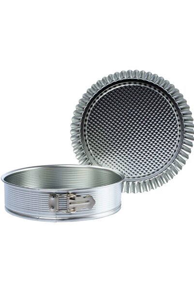 Cake King طقم أدوات خبز من الفولاذ المقاوم للصدأ على شكل دائري غير قابل للالتصاق مكون من قطعتين فضي 280 ملم