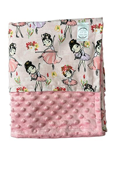 ATELIER ALEDA Patura pentru bebelusi, imprimeu balerine, bumbac/minky, Atelier Aleda, 75x95 cm