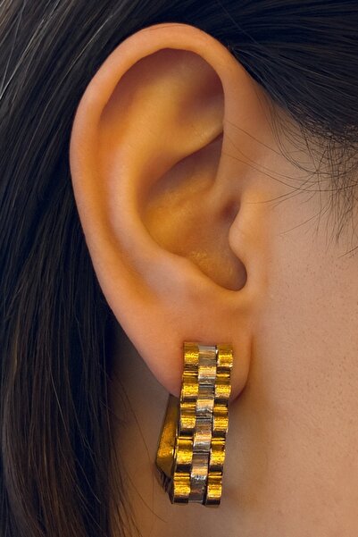 TAKIŞTIR Mixed Color Triangle Shaped Steel Earrings (Pair)