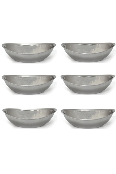 Raki Set of 6 oval stainless steel bowls 10.5x7.5xh3cm