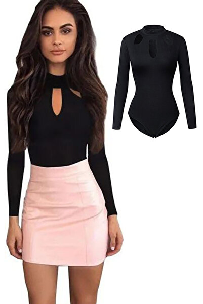 dorbe elegant & chic women’s black keyhole neckline wardrobe essential long sleeve bodysuit