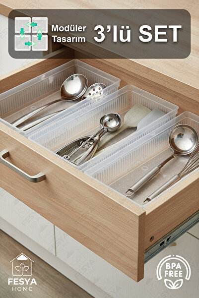 Fesya Home 3 τεμάχια Origami XL Οργανωτής για μαχαιροθήκες και κουτάλια στο συρτάρι, οργανωτής για σπάτουλες και κουτάλια